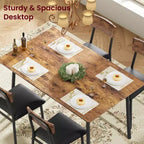 Ensemble Table à Manger Garvee pour 4 personnes avec bord biseauté et 4 chaises rembourréesEnsemble table et 4 chaises en bois pour salle à manger, cuisine, appartement