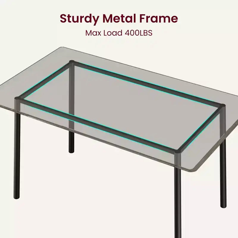 Ensemble Table à Manger Garvee pour 4 personnes avec bord biseauté et 4 chaises rembourréesEnsemble table et 4 chaises en bois pour salle à manger, cuisine, appartement