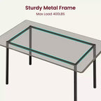 Ensemble Table à Manger Garvee pour 4 personnes avec bord biseauté et 4 chaises rembourréesEnsemble table et 4 chaises en bois pour salle à manger, cuisine, appartement
