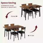 Ensemble Table à Manger Garvee pour 4 personnes avec bord biseauté et 4 chaises rembourréesEnsemble table et 4 chaises en bois pour salle à manger, cuisine, appartement
