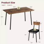 Ensemble Table à Manger Garvee pour 4 personnes avec bord biseauté et 4 chaises rembourréesEnsemble table et 4 chaises en bois pour salle à manger, cuisine, appartement