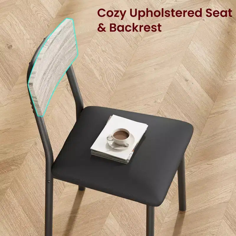 Ensemble Table à Manger Garvee pour 4 personnes avec bord biseauté et 4 chaises rembourréesEnsemble table et 4 chaises en bois pour salle à manger, cuisine, appartement