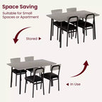 Ensemble Table à Manger Garvee pour 4 personnes avec bord biseauté et 4 chaises rembourréesEnsemble table et 4 chaises en bois pour salle à manger, cuisine, appartement
