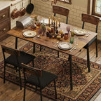 Ensemble Table à Manger Garvee pour 4 personnes avec bord biseauté et 4 chaises rembourréesEnsemble table et 4 chaises en bois pour salle à manger, cuisine, appartement