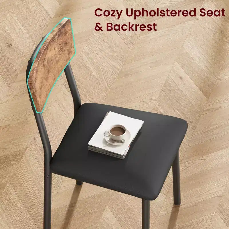 Ensemble Table à Manger Garvee pour 4 personnes avec bord biseauté et 4 chaises rembourréesEnsemble table et 4 chaises en bois pour salle à manger, cuisine, appartement
