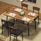 Ensemble Table à Manger Garvee pour 4 personnes avec bord biseauté et 4 chaises rembourréesEnsemble table et 4 chaises en bois pour salle à manger, cuisine, appartement
