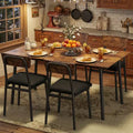 Garvee Dining Table Set for 4 w/ Beveled Edge Design & 4 Upholstered ChairsWood Kitchen Table Chairs Set of 4 for Dining Room, Kitchen, Apartment