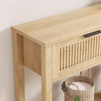 Table console de ferme de 43 pouces avec 2 tiroirs, Table d'entrée cannelée avec rangement, Table de canapé étroite pour couloir