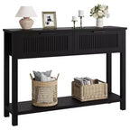 Table console de ferme de 43 pouces avec 2 tiroirs, Table d'entrée cannelée avec rangement, Table de canapé étroite pour couloir
