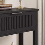 Table console de ferme de 43 pouces avec 2 tiroirs, Table d'entrée cannelée avec rangement, Table de canapé étroite pour couloir