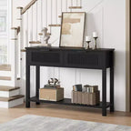 43 Inch Farmhouse Console Table with 2 Drawers, Fluted Entryway Table with Storage, Narrow Sofa Table for Hallway