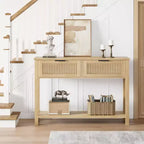 Table console de ferme de 43 pouces avec 2 tiroirs, Table d'entrée cannelée avec rangement, Table de canapé étroite pour couloir