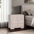 Royal Hampton Kizie Nightstand, USB, 3 Drawers, Bronze, Beige Solid Wood, 28 Inch