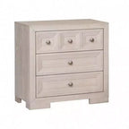 Table de chevet Royal Hampton Kizie, USB, 3 tiroirs, bronze, bois massif beige, 28 pouces