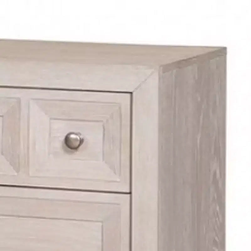 Table de chevet Royal Hampton Kizie, USB, 3 tiroirs, bronze, bois massif beige, 28 pouces
