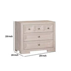 Table de chevet Royal Hampton Kizie, USB, 3 tiroirs, bronze, bois massif beige, 28 pouces