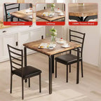 Ensemble de salle à manger carré 2 pièces peu encombrant pour 2 personnes, table et chaises compactes pour cuisine, appartement, coin petit-déjeuner et petits espaces de salle à manger, 73,9x73,9x76,2 cm
