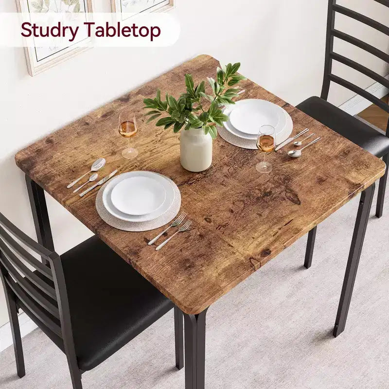 Ensemble de salle à manger carré 2 pièces peu encombrant pour 2 personnes, table et chaises compactes pour cuisine, appartement, coin petit-déjeuner et petits espaces de salle à manger, 73,9x73,9x76,2 cm