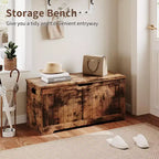 Banc de rangement au design rustique - Coffre de rangement avec 2 charnières de sécurité, 40 x 100 x 48 cm, idéal pour l'entrée, la chambre et le salon
