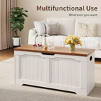 Banc de rangement au design rustique - Coffre de rangement avec 2 charnières de sécurité, 40 x 100 x 48 cm, idéal pour l'entrée, la chambre et le salon