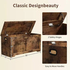 Banc de rangement au design rustique - Coffre de rangement avec 2 charnières de sécurité, 40 x 100 x 48 cm, idéal pour l'entrée, la chambre et le salon