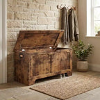 Banc de rangement au design rustique - Coffre de rangement avec 2 charnières de sécurité, 40 x 100 x 48 cm, idéal pour l'entrée, la chambre et le salon