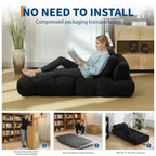 Fauteuil de canapé-lit pliant 2 places, oreiller lombaire ergonomique, mousse déchiquetée, housse lavable en machine, noir