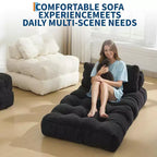 Fauteuil de canapé-lit pliant 2 places, oreiller lombaire ergonomique, mousse déchiquetée, housse lavable en machine, noir