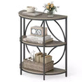 Costway 3-Tier Half Round End Table w/Study Metal Frame Storage Shelves for Living Room