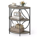 Costway 3-Tier Half Round End Table w/Study Metal Frame Storage Shelves for Living Room