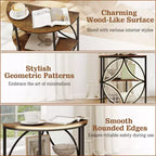 Table d'appoint demi-ronde à 3 niveaux Costway avec étagères de rangement en métal robuste pour salon, marron rustique
