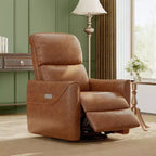 Power Swivel Rocker Recliner Chair, Faux Leather with Adjustable Footrest, High Back, Lumbar Support & USB Port, Glider for Living Room & Nursery