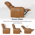 Fauteuil inclinable, pivotant et basculant électrique, en similicuir avec repose-pieds réglable, dossier haut, support lombaire et port USB, planeur pour salon et chambre de bébé