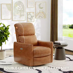 Fauteuil inclinable, pivotant et basculant électrique, en similicuir avec repose-pieds réglable, dossier haut, support lombaire et port USB, planeur pour salon et chambre de bébé