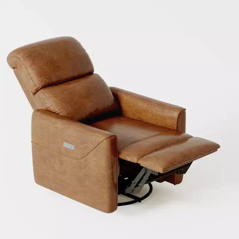Fauteuil inclinable, pivotant et basculant électrique, en similicuir avec repose-pieds réglable, dossier haut, support lombaire et port USB, planeur pour salon et chambre de bébé