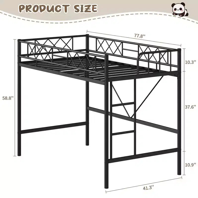 Lit superposé jumeau sur grand en métal robuste, construction solide et silencieuse avec échelle et barrières de sécurité, design peu encombrant, aucun sommier tapissier requis