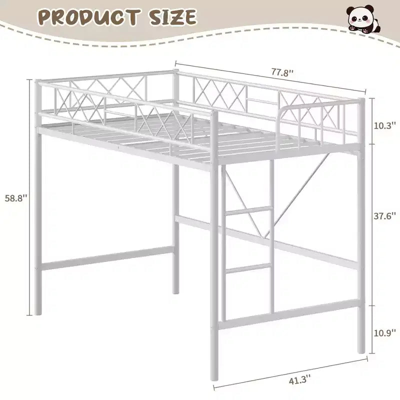 Lit superposé jumeau sur grand en métal robuste, construction solide et silencieuse avec échelle et barrières de sécurité, design peu encombrant, aucun sommier tapissier requis