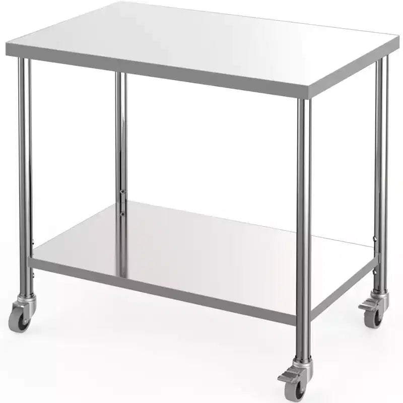 Stainless Steel Table, 2 Tier Prep Table with Adjustable Undershelf and Pre-Installed Feet,Commercial Prep Tables for Kitchen, Restaurant, Home
