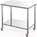 Stainless Steel Table, 2 Tier Prep Table with Adjustable Undershelf and Pre-Installed Feet,Commercial Prep Tables for Kitchen, Restaurant, Home