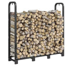 Range-bûches en acier de 4 pieds, support à bûches réglable pour intérieur et extérieur, organisateur de bois pour cheminée et brasero, noir mat