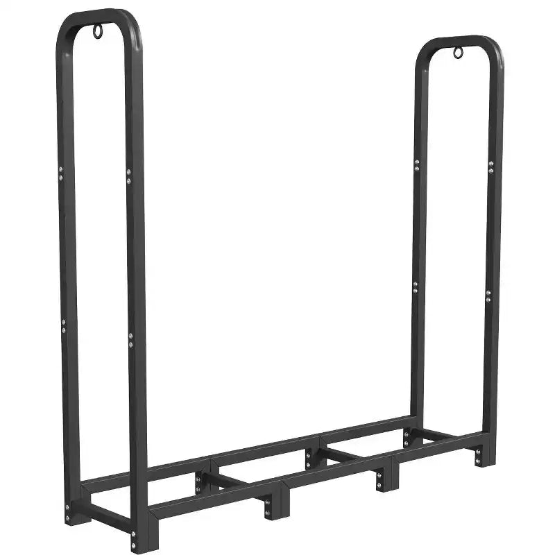 Range-bûches en acier de 4 pieds, support à bûches réglable pour intérieur et extérieur, organisateur de bois pour cheminée et brasero, noir mat