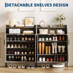 Meuble à chaussures 5 niveaux avec portes, Organiseur de rangement pour chaussures en bois moderne de 104 cm de haut avec 3 étagères réglables pour l'entrée et le couloir