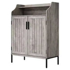 Meuble à chaussures 5 niveaux avec portes, Organiseur de rangement pour chaussures en bois moderne de 104 cm de haut avec 3 étagères réglables pour l'entrée et le couloir