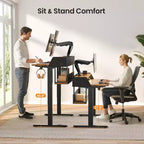 Bureau Debout Électrique, 122 x 61 cm, Réglable en Hauteur avec Étagère et Support d'Écran, Bureau Gaming Debout avec Bande LED