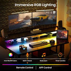 Bureau Debout Électrique, 122 x 61 cm, Réglable en Hauteur avec Étagère et Support d'Écran, Bureau Gaming Debout avec Bande LED