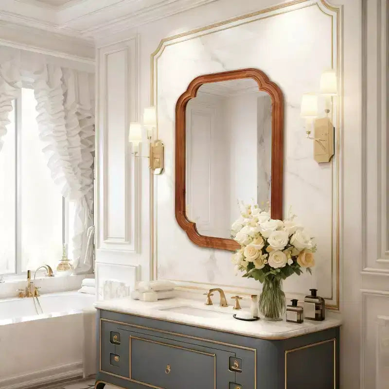 Miroir mural 20 x 30 à coins arrondis, miroir de courtoisie décoratif moderne pour salle de bain, salon ou entrée - Panipeachy