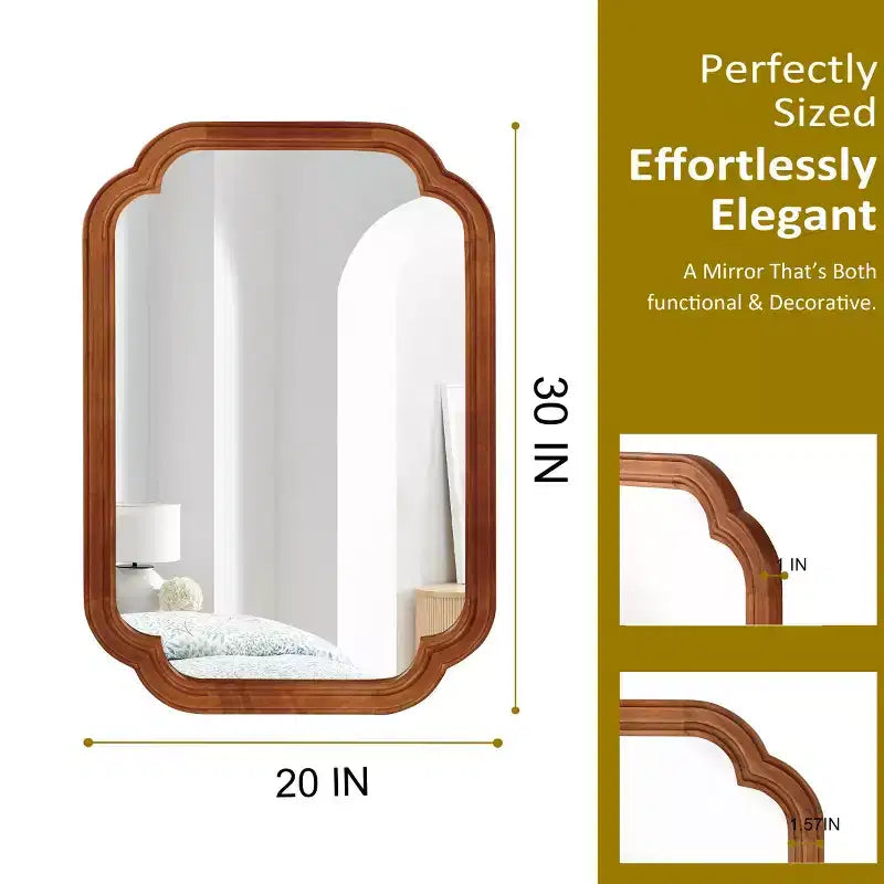 Miroir mural 20 x 30 à coins arrondis, miroir de courtoisie décoratif moderne pour salle de bain, salon ou entrée - Panipeachy