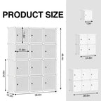 Organisateur de rangement 12 cubes, bibliothèque modulaire, étagères de rangement en plastique, anti-basculement, extensible