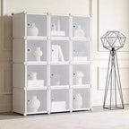 Organisateur de rangement 12 cubes, bibliothèque modulaire, étagères de rangement en plastique, anti-basculement, extensible