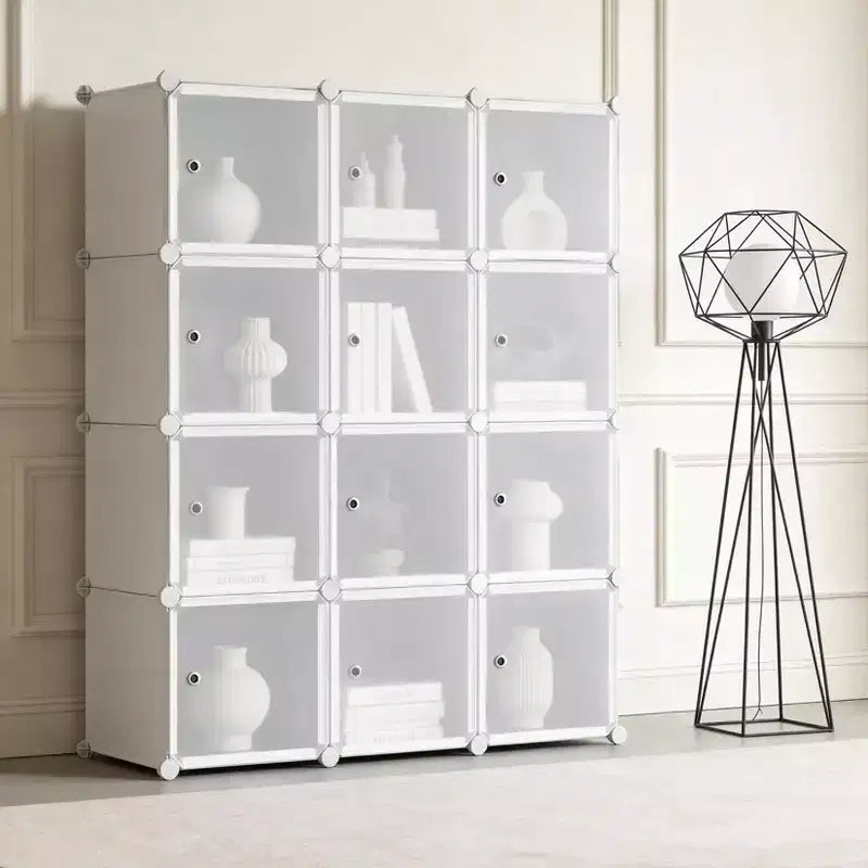 Organisateur de rangement 12 cubes, bibliothèque modulaire, étagères de rangement en plastique, anti-basculement, extensible